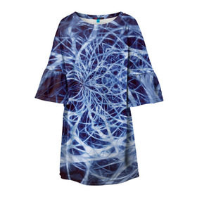 Детское платье 3D с принтом Nerves в Белгороде, 100% полиэстер | прямой силуэт, чуть расширенный к низу. Круглая горловина, на рукавах — воланы | nerves | абстрактно | абстрактные | абстрактный | абстракция | нейронная | неон | неонка | неоновые | нерв | нервная | нервы | объёмные | объёмный | светящиеся | светящийся | сетка | сеть | система