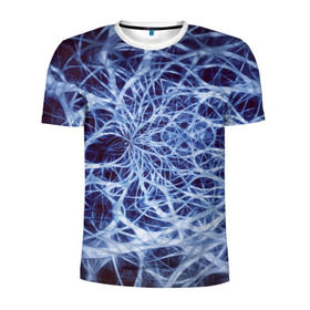 Мужская футболка 3D спортивная с принтом Nerves в Белгороде, 100% полиэстер с улучшенными характеристиками | приталенный силуэт, круглая горловина, широкие плечи, сужается к линии бедра | Тематика изображения на принте: nerves | абстрактно | абстрактные | абстрактный | абстракция | нейронная | неон | неонка | неоновые | нерв | нервная | нервы | объёмные | объёмный | светящиеся | светящийся | сетка | сеть | система