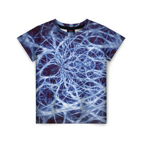 Детская футболка 3D с принтом Nerves в Белгороде, 100% гипоаллергенный полиэфир | прямой крой, круглый вырез горловины, длина до линии бедер, чуть спущенное плечо, ткань немного тянется | nerves | абстрактно | абстрактные | абстрактный | абстракция | нейронная | неон | неонка | неоновые | нерв | нервная | нервы | объёмные | объёмный | светящиеся | светящийся | сетка | сеть | система