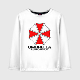 Детский лонгслив хлопок с принтом UMBRELLA CORP в Белгороде, 100% хлопок | круглый вырез горловины, полуприлегающий силуэт, длина до линии бедер | ada wong | biohazard | leon | nemesis | project resistance | raccoon city | re | re3 | resident evil | resident evil 3 | rpd | stars | umbrella | ада вонг | амбрелла | немезис | ужасы