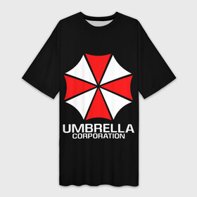 Платье-футболка 3D с принтом UMBRELLA CORP | АМБРЕЛЛА КОРП в Белгороде,  |  | ada wong | biohazard | leon | nemesis | project resistance | raccoon city | re | re3 | resident evil | resident evil 3 | rpd | stars | umbrella | ада вонг | амбрелла | немезис | ужасы