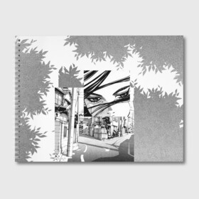 Альбом для рисования с принтом sad manga в Белгороде, 100% бумага
 | матовая бумага, плотность 200 мг. | anime | manga | sad | tokyo | аниме | взгляд | глаза | грусть | девушка | дерево | дорога | листья | манга | одиночество | токио | улица | ч б | черно белые | япония