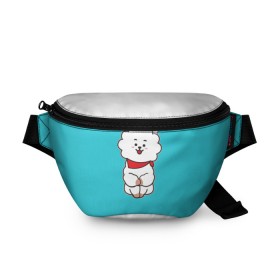 Поясная сумка 3D с принтом BTS BT21 RJ в Белгороде, 100% полиэстер | плотная ткань, ремень с регулируемой длиной, внутри несколько карманов для мелочей, основное отделение и карман с обратной стороны сумки застегиваются на молнию | bt21 | bts | j hope | jimin | jin | jungkook | k pop | puzzle star bt21 | rj | rm | suga | v | для детей | игра | музыка