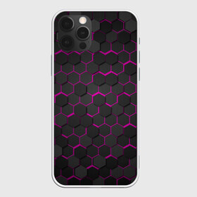 Чехол для iPhone 12 Pro Max с принтом OCTAGON розовый в Белгороде, Силикон |  | neon octagon | octagon | неон | неоновые соты | розовые соты | розовые соты в неоне | шестиугольники
