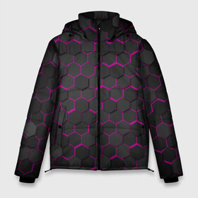 Мужская зимняя куртка 3D с принтом OCTAGON розовый в Белгороде, верх — 100% полиэстер; подкладка — 100% полиэстер; утеплитель — 100% полиэстер | длина ниже бедра, свободный силуэт Оверсайз. Есть воротник-стойка, отстегивающийся капюшон и ветрозащитная планка. 

Боковые карманы с листочкой на кнопках и внутренний карман на молнии. | neon octagon | octagon | неон | неоновые соты | розовые соты | розовые соты в неоне | шестиугольники