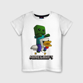 Детская футболка хлопок с принтом MINECRAFT в Белгороде, 100% хлопок | круглый вырез горловины, полуприлегающий силуэт, длина до линии бедер | game | minecraft | блоки | игра | квадраты | компьютерная игра | крипер | майнкрафт