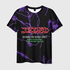 Мужская футболка 3D с принтом Juice WRLD - before night ends в Белгороде, 100% полиэфир | прямой крой, круглый вырез горловины, длина до линии бедер | all girls are the same | juice wrld | lucid dreams | music | rap | американский рэпер | джуси ворлд | музыка | рэп