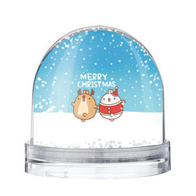 Снежный шар с принтом Molang. Merry Christmas в Белгороде, Пластик | Изображение внутри шара печатается на глянцевой фотобумаге с двух сторон | chicken | christmas | deer | korea | molang | newyear | piupiu | rabbit | smow | snowflakes | winter | год | зима | корея | кролик | моланг | новый | олень | пиу | рождество | снег | снежинка