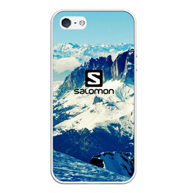 Чехол для iPhone 5/5S матовый с принтом SALOMON в Белгороде, Силикон | Область печати: задняя сторона чехла, без боковых панелей | salomon | горы | снег | спорт