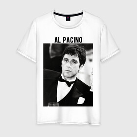 Мужская футболка хлопок с принтом Аль Пачино в Белгороде, 100% хлопок | прямой крой, круглый вырез горловины, длина до линии бедер, слегка спущенное плечо. | al pacino | аль пачино | лицо со шрамом | тони монтана