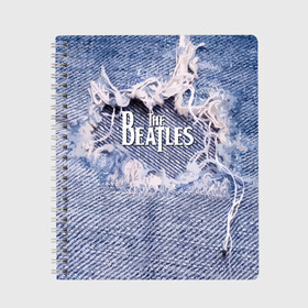 Тетрадь с принтом The Beatles в Белгороде, 100% бумага | 48 листов, плотность листов — 60 г/м2, плотность картонной обложки — 250 г/м2. Листы скреплены сбоку удобной пружинной спиралью. Уголки страниц и обложки скругленные. Цвет линий — светло-серый
 | Тематика изображения на принте: england | group | jeans | legend | liverpool | music | rock | the beatles | англия | битлз | группа | джинса | легенда | ливерпуль | музыка | рок