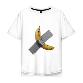 Мужская футболка хлопок Oversize с принтом Банан за 120 тысяч долларов в Белгороде, 100% хлопок | свободный крой, круглый ворот, “спинка” длиннее передней части | art basel | banan | mem | memas | meme | мем | мемас | мемчик