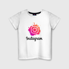Детская футболка хлопок с принтом INSTAGRAM в Белгороде, 100% хлопок | круглый вырез горловины, полуприлегающий силуэт, длина до линии бедер | insta | instagram | instagramm | social | видео | инста | инстаграм | инстаграмм | приложение | социальная сеть | фото