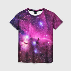 Женская футболка 3D с принтом КОСМОС в Белгороде, 100% полиэфир ( синтетическое хлопкоподобное полотно) | прямой крой, круглый вырез горловины, длина до линии бедер | galaxy | nasa | nebula | space | star | абстракция | вселенная | галактика | звезда | звезды | космический | наса | планеты