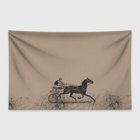 Флаг-баннер с принтом лошадь с колесницей в Белгороде, 100% полиэстер | размер 67 х 109 см, плотность ткани — 95 г/м2; по краям флага есть четыре люверса для крепления | животные | конный спорт | конь | лошадь | наездник | спорт