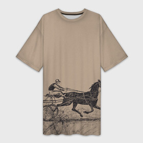 Платье-футболка 3D с принтом лошадь с колесницей в Белгороде,  |  | животные | конный спорт | конь | лошадь | наездник | спорт