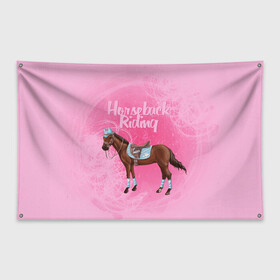 Флаг-баннер с принтом Horseback Rading в Белгороде, 100% полиэстер | размер 67 х 109 см, плотность ткани — 95 г/м2; по краям флага есть четыре люверса для крепления | животные | конный спорт | конь | лошадь | наездник | спорт