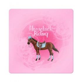 Магнит виниловый Квадрат с принтом Horseback Rading в Белгороде, полимерный материал с магнитным слоем | размер 9*9 см, закругленные углы | животные | конный спорт | конь | лошадь | наездник | спорт