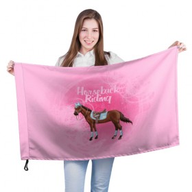 Флаг 3D с принтом Horseback Rading в Белгороде, 100% полиэстер | плотность ткани — 95 г/м2, размер — 67 х 109 см. Принт наносится с одной стороны | животные | конный спорт | конь | лошадь | наездник | спорт