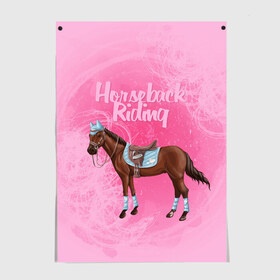 Постер с принтом Horseback Rading в Белгороде, 100% бумага
 | бумага, плотность 150 мг. Матовая, но за счет высокого коэффициента гладкости имеет небольшой блеск и дает на свету блики, но в отличии от глянцевой бумаги не покрыта лаком | животные | конный спорт | конь | лошадь | наездник | спорт