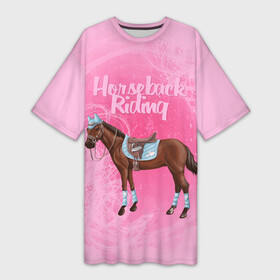 Платье-футболка 3D с принтом Horseback Rading в Белгороде,  |  | животные | конный спорт | конь | лошадь | наездник | спорт