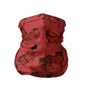 Бандана-труба 3D с принтом красные кони в Белгороде, 100% полиэстер, ткань с особыми свойствами — Activecool | плотность 150‒180 г/м2; хорошо тянется, но сохраняет форму | животные | конный спорт | конь | лошадь | наездник | спорт