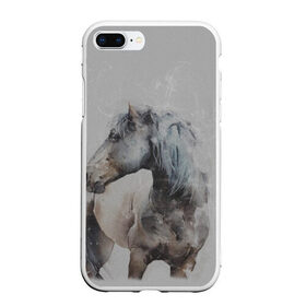 Чехол для iPhone 7Plus/8 Plus матовый с принтом лошадь в Белгороде, Силикон | Область печати: задняя сторона чехла, без боковых панелей | животные | конный спорт | конь | лошадь | наездник | спорт