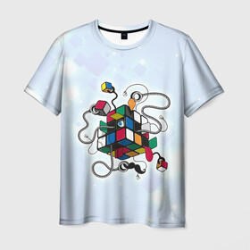 Мужская футболка 3D с принтом Кубик Рубика в Белгороде, 100% полиэфир | прямой крой, круглый вырез горловины, длина до линии бедер | mathematica | кубик | магия. формулы | математика | наука | рубика | соберись | технарь