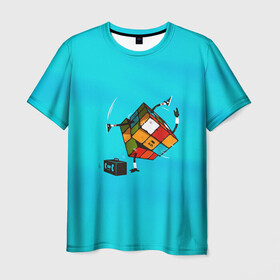 Мужская футболка 3D с принтом Кубик Рубика танцор в Белгороде, 100% полиэфир | прямой крой, круглый вырез горловины, длина до линии бедер | mathematica | кубик | магия. формулы | математика | наука | рубика | соберись | танец | технарь