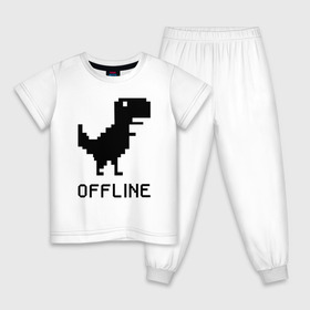 Детская пижама хлопок с принтом Offline в Белгороде, 100% хлопок |  брюки и футболка прямого кроя, без карманов, на брюках мягкая резинка на поясе и по низу штанин
 | dinosaur | google | internet | offline | гугл | динозавр | интернет | офлайн | оффлайн