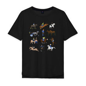 Мужская футболка хлопок Oversize с принтом конный виды спорта в Белгороде, 100% хлопок | свободный крой, круглый ворот, “спинка” длиннее передней части | животные | конный спорт | конь | лошадь | наездник | спорт