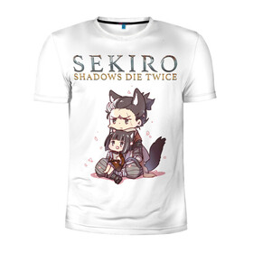 Мужская футболка 3D спортивная с принтом Sekiro:Shadows Die Twice в Белгороде, 100% полиэстер с улучшенными характеристиками | приталенный силуэт, круглая горловина, широкие плечи, сужается к линии бедра | action | game | japan | sekiro shadows die twice | wolf | воин | волк | игра | сенгоку | экшен | япония