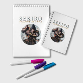 Блокнот с принтом Sekiro в Белгороде, 100% бумага | 48 листов, плотность листов — 60 г/м2, плотность картонной обложки — 250 г/м2. Листы скреплены удобной пружинной спиралью. Цвет линий — светло-серый
 | Тематика изображения на принте: action | game | japan | sekiro | shadows die twice | wolf | воин | волк | игра | сенгоку | экшен | япония