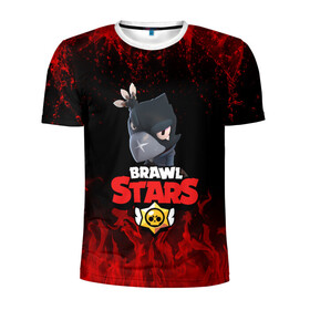 Мужская футболка 3D спортивная с принтом BRAWL STARS CROW в Белгороде, 100% полиэстер с улучшенными характеристиками | приталенный силуэт, круглая горловина, широкие плечи, сужается к линии бедра | 2020 | android | brawl stars | crow | games | leon | mobile game | stars | бравл старс | ворон | игры | леон | мобильные игры