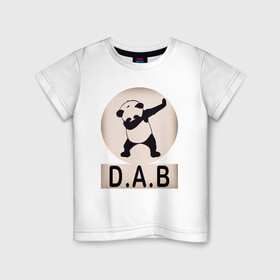 Детская футболка хлопок с принтом DAB Panda в Белгороде, 100% хлопок | круглый вырез горловины, полуприлегающий силуэт, длина до линии бедер | best | dab | dabbig | dance | freedom | hip hop | music | panda | rap | даб | даббинг | животные | крутой | лучший | медведь | музыка | панда | рэп | рэпер | свобода | танец | хип хоп