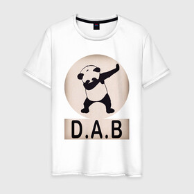 Мужская футболка хлопок с принтом DAB Panda в Белгороде, 100% хлопок | прямой крой, круглый вырез горловины, длина до линии бедер, слегка спущенное плечо. | best | dab | dabbig | dance | freedom | hip hop | music | panda | rap | даб | даббинг | животные | крутой | лучший | медведь | музыка | панда | рэп | рэпер | свобода | танец | хип хоп