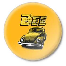 Значок с принтом Transformers Bee в Белгороде,  металл | круглая форма, металлическая застежка в виде булавки | Тематика изображения на принте: bumblebee | transformers | автоботы | бамблби | мегатрон | оптимус прайм | роботы | трансформеры