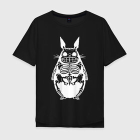 Мужская футболка хлопок Oversize с принтом Тоторо в Белгороде, 100% хлопок | свободный крой, круглый ворот, “спинка” длиннее передней части | animal | anime | forest | japan | totoro | аниме | божество | дух | животное | зверь | лес | мой | сосед | тоторо | хранитель | япония