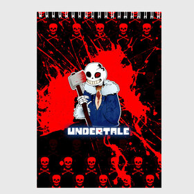 Скетчбук с принтом UNDERTALE в Белгороде, 100% бумага
 | 48 листов, плотность листов — 100 г/м2, плотность картонной обложки — 250 г/м2. Листы скреплены сверху удобной пружинной спиралью | asriel dreemurr | chara | frisk | sans | undertale | азриэль дримурр | андертейл | андрайн | гастер | меттатон | санс | фриск | чара