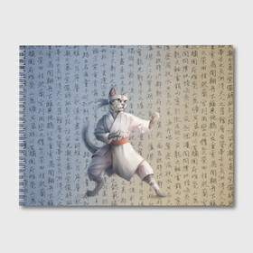 Альбом для рисования с принтом Karate cat в Белгороде, 100% бумага
 | матовая бумага, плотность 200 мг. | боевое искусство | боец | карате | каратэ | каратэ боец | каратэ воин | каратэ до | карте кёкусинкай | кёкусинкай | киокусинкай | пустая рука | путь пустой руки | рука тан | самооборона