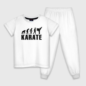 Детская пижама хлопок с принтом Karate Evolution в Белгороде, 100% хлопок |  брюки и футболка прямого кроя, без карманов, на брюках мягкая резинка на поясе и по низу штанин
 | Тематика изображения на принте: боевое искусство | боец | карате | каратэ | каратэ боец | каратэ воин | каратэ до | карте кёкусинкай | кёкусинкай | киокусинкай | пустая рука | путь пустой руки | рука тан | самооборона