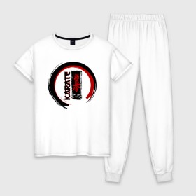 Женская пижама хлопок с принтом Karate Kyokushinkai в Белгороде, 100% хлопок | брюки и футболка прямого кроя, без карманов, на брюках мягкая резинка на поясе и по низу штанин | 
