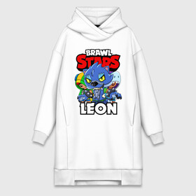 Платье-худи хлопок с принтом BRAWL STARS LEON в Белгороде,  |  | brawl stars | brawl stars leon | brawler | leon | shark | werewolf | акула | бравл старз | бравлер | леон | оборотень