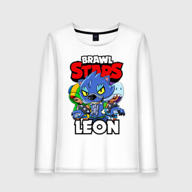 Женский лонгслив хлопок с принтом BRAWL STARS LEON в Белгороде, 100% хлопок |  | brawl stars | brawl stars leon | brawler | leon | shark | werewolf | акула | бравл старз | бравлер | леон | оборотень