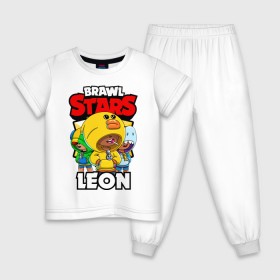Детская пижама хлопок с принтом BRAWL STARS LEON в Белгороде, 100% хлопок |  брюки и футболка прямого кроя, без карманов, на брюках мягкая резинка на поясе и по низу штанин
 | brawl stars | brawl stars leon | brawler | leon | sally | shark | акула | бравл старз | бравлер | леон | салли