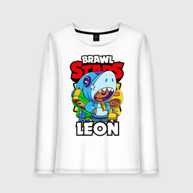 Женский лонгслив хлопок с принтом BRAWL STARS LEON в Белгороде, 100% хлопок |  | brawl stars | brawl stars leon | brawler | leon | sally | shark | werewolf | акула | бравл старз | бравлер | леон | оборотень | салли