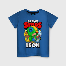 Детская футболка хлопок с принтом BRAWL STARS LEON в Белгороде, 100% хлопок | круглый вырез горловины, полуприлегающий силуэт, длина до линии бедер | brawl stars | brawl stars leon | brawler | leon | sally | shark | акула | бравл старз | бравлер | леон | салли