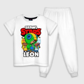 Детская пижама хлопок с принтом BRAWL STARS LEON в Белгороде, 100% хлопок |  брюки и футболка прямого кроя, без карманов, на брюках мягкая резинка на поясе и по низу штанин
 | brawl stars | brawl stars leon | brawler | leon | sally | shark | акула | бравл старз | бравлер | леон | салли
