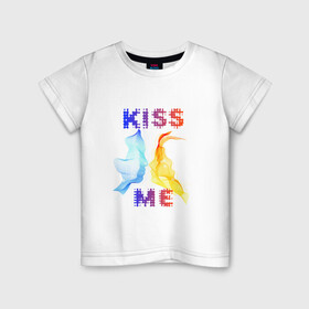 Детская футболка хлопок с принтом Kiss Me в Белгороде, 100% хлопок | круглый вырез горловины, полуприлегающий силуэт, длина до линии бедер | Тематика изображения на принте: cyber | kiss | абстракция | волны | любовь | поцелуй