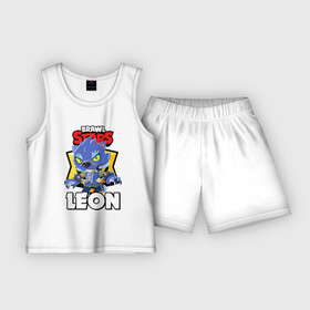Детская пижама с шортами хлопок с принтом BRAWL STARS ОБОРОТЕНЬ LEON. в Белгороде,  |  | brawl stars | leon | moba | бравл старс | жанр | игра | леон | оборотень | оборотень leon